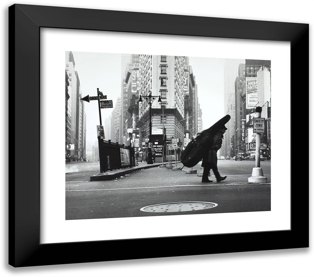 Bill Crow at Broadway and Times Square 23x20 Black Modern Wood Framed Art Print Poster by Stock, Dennis