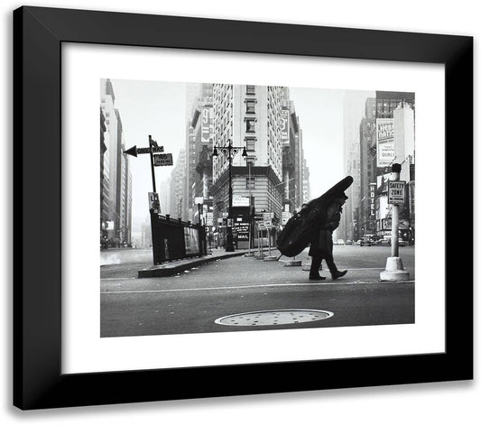 Bill Crow at Broadway and Times Square 23x20 Black Modern Wood Framed Art Print Poster by Stock, Dennis
