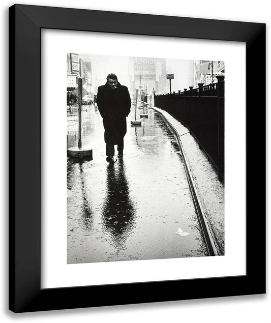 Jimmy James Dean in the Rain, New York 20x24 Black Modern Wood Framed Art Print Poster by Stock, Dennis