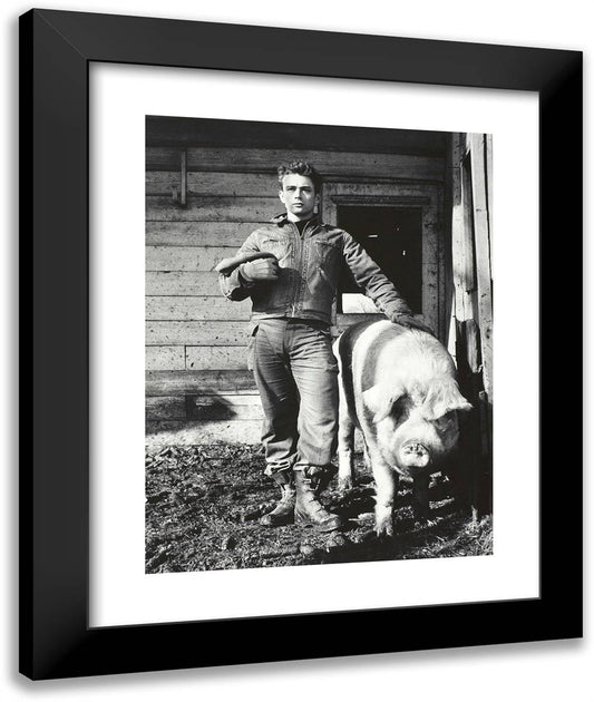 Jimmy James Dean Posing with a Hog 20x24 Black Modern Wood Framed Art Print Poster by Stock, Dennis