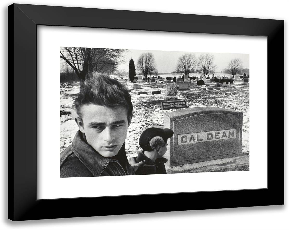 Jimmy James Dean VIsiting the Cemetery 24x19 Black Modern Wood Framed Art Print Poster by Stock, Dennis