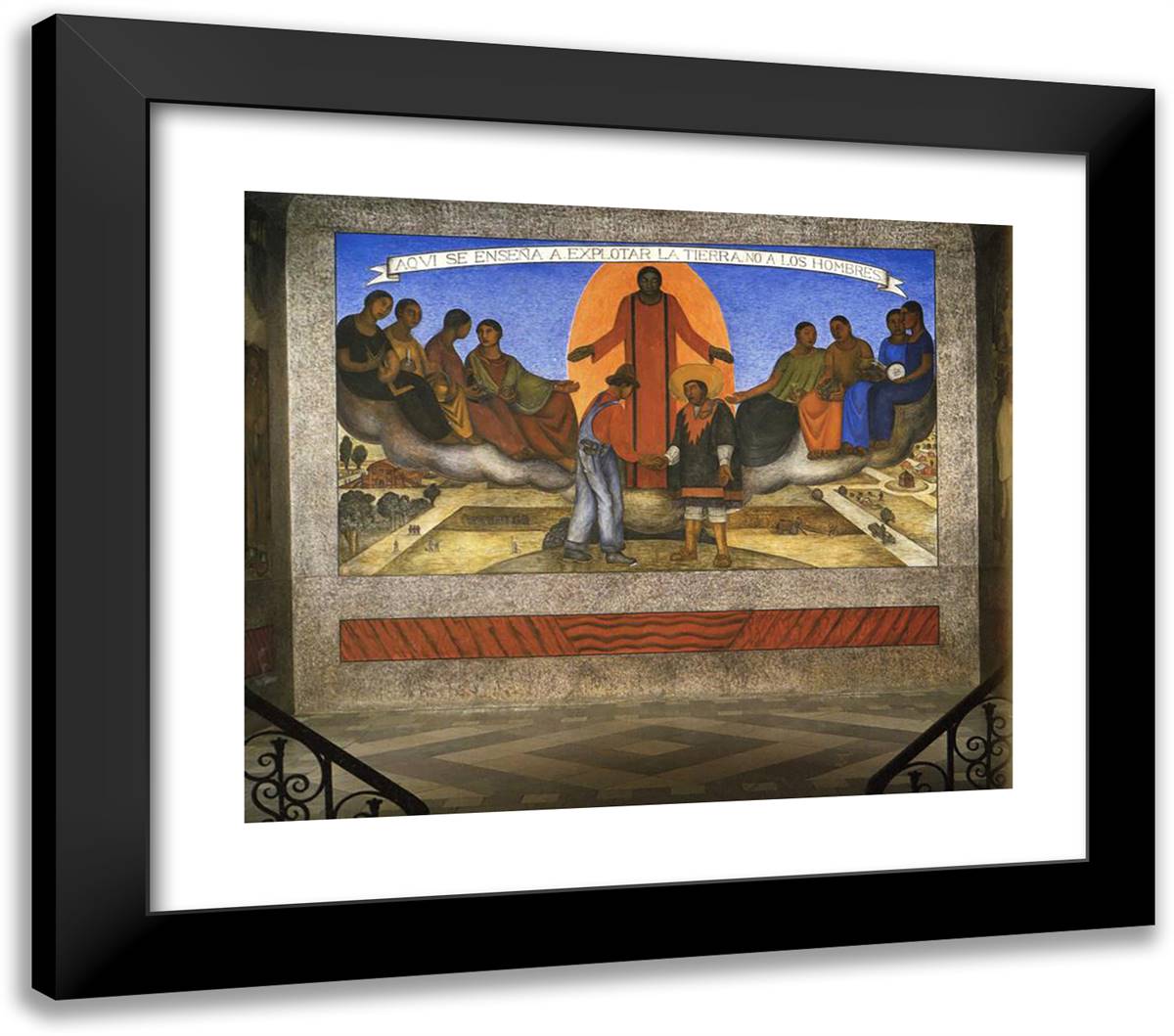 Alliance of the Peasant and the Industrial Worker 23x20 Black Modern Wood Framed Art Print Poster by Rivera, Diego