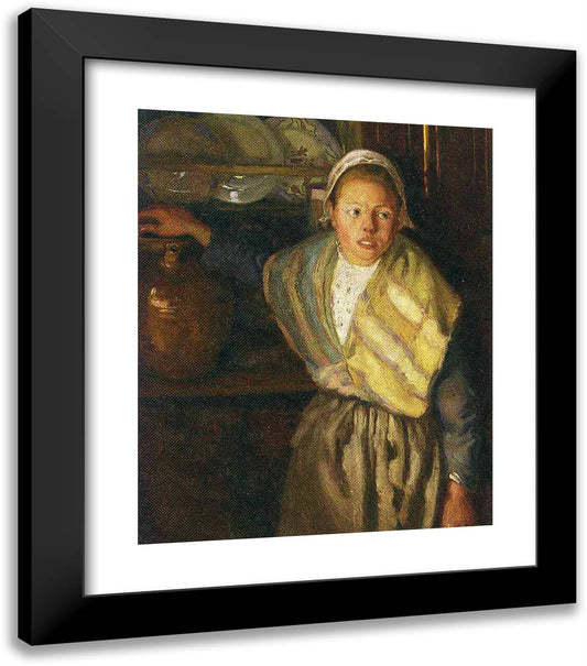 Breton Girl 20x23 Black Modern Wood Framed Art Print Poster by Rivera, Diego