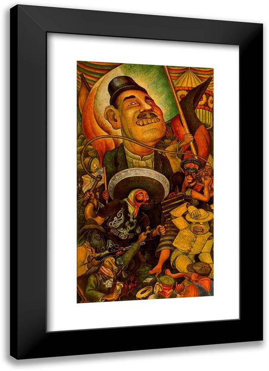 Carnival of Mexican Life. Dictatorship 17x24 Black Modern Wood Framed Art Print Poster by Rivera, Diego