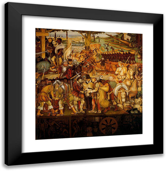 Colonisation, 'the Great City of Tenochtitlan' 20x21 Black Modern Wood Framed Art Print Poster by Rivera, Diego