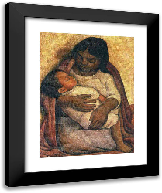 Delfina and Dimas 20x24 Black Modern Wood Framed Art Print Poster by Rivera, Diego