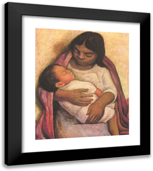 Delfina and Dimas_01 20x22 Black Modern Wood Framed Art Print Poster by Rivera, Diego