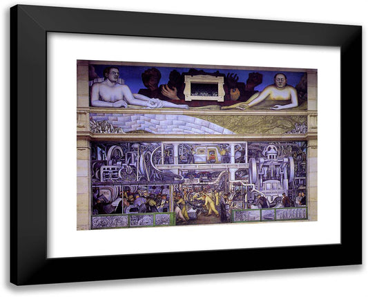 Detroit Industry, South Wall 24x19 Black Modern Wood Framed Art Print Poster by Rivera, Diego