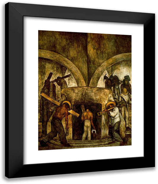 Entry Into the Mine 20x24 Black Modern Wood Framed Art Print Poster by Rivera, Diego