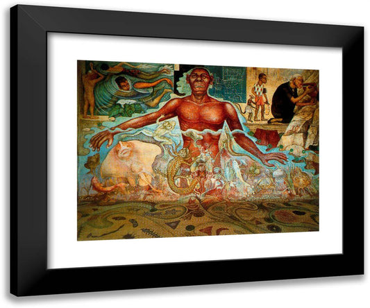 Figure Symbolizing the African Race 24x20 Black Modern Wood Framed Art Print Poster by Rivera, Diego