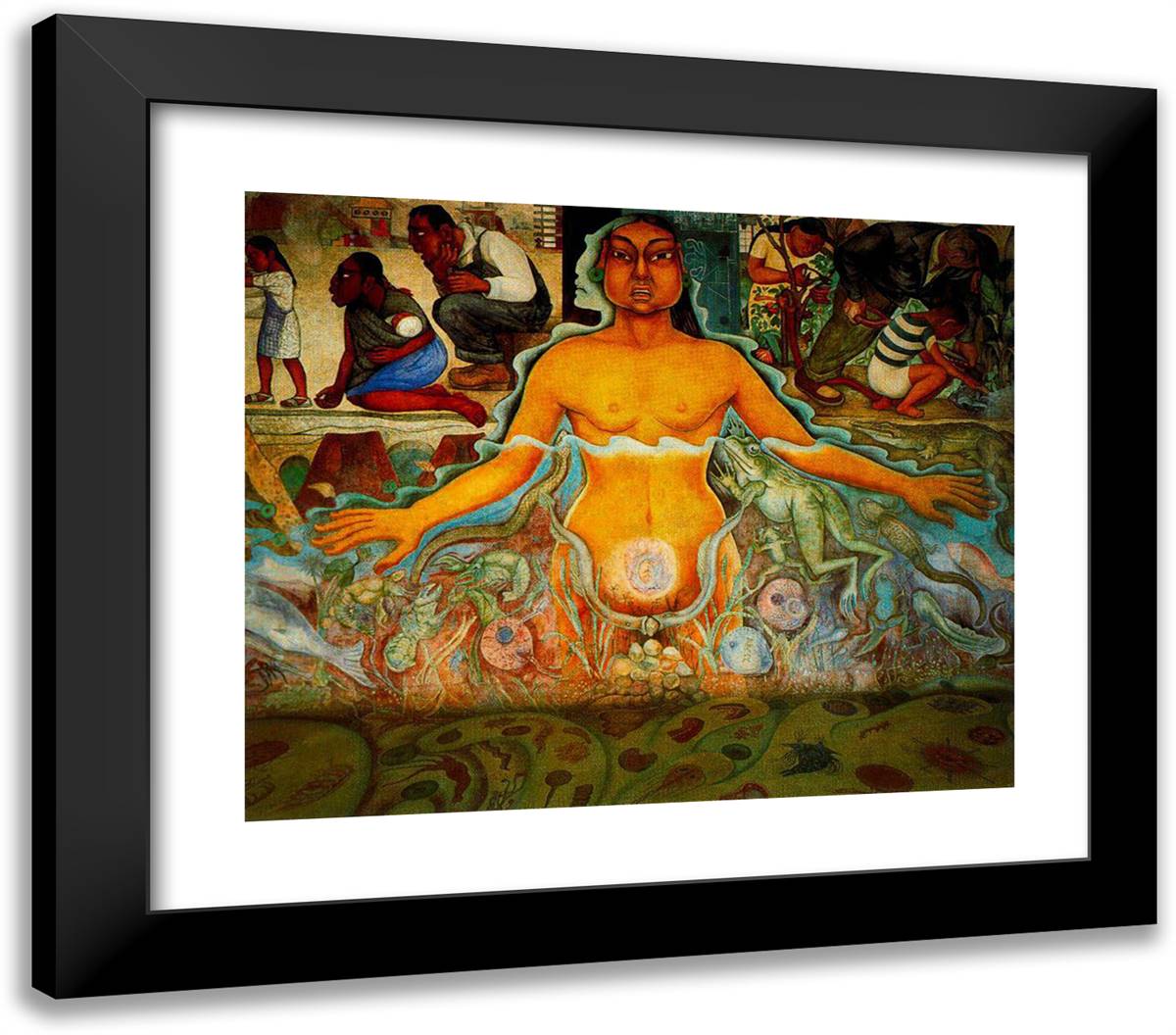 Figure Symbolizing the Asiatic Race 23x20 Black Modern Wood Framed Art Print Poster by Rivera, Diego