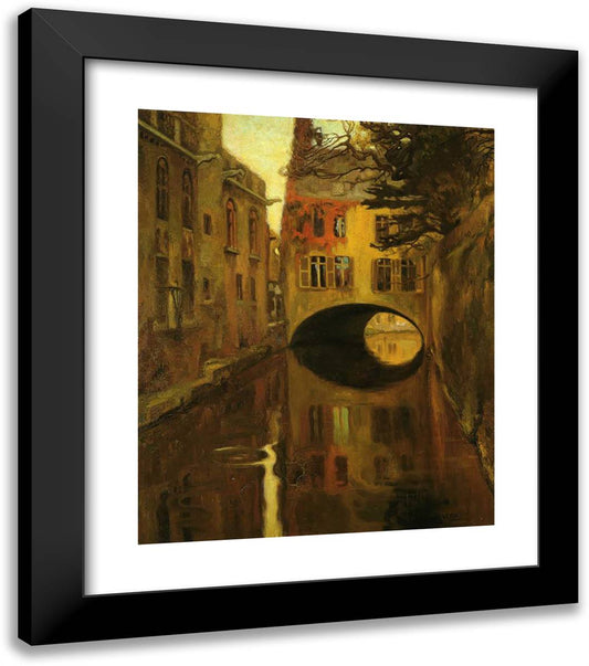 House Over the Bridge 20x23 Black Modern Wood Framed Art Print Poster by Rivera, Diego