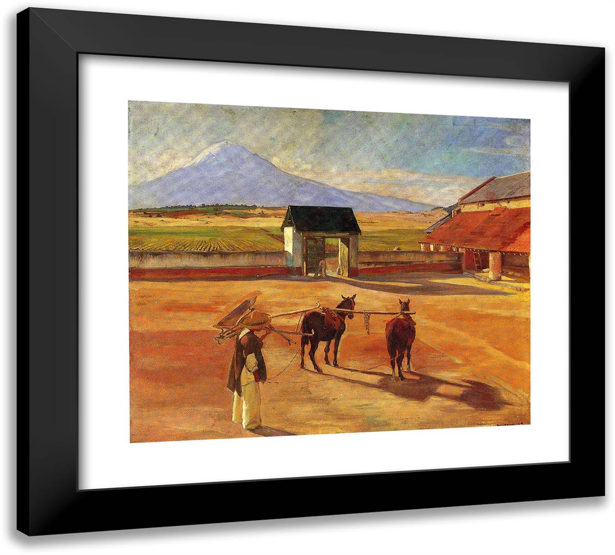 La Era (The Threshing Floor) 1904 (Oil on Canvas) 22x20 Black Modern Wood Framed Art Print Poster by Rivera, Diego