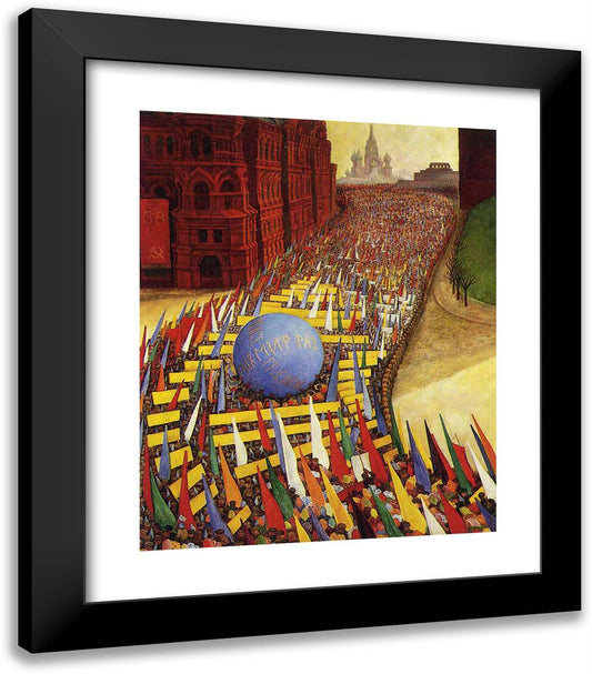 May Day Procession in Moscow 20x23 Black Modern Wood Framed Art Print Poster by Rivera, Diego