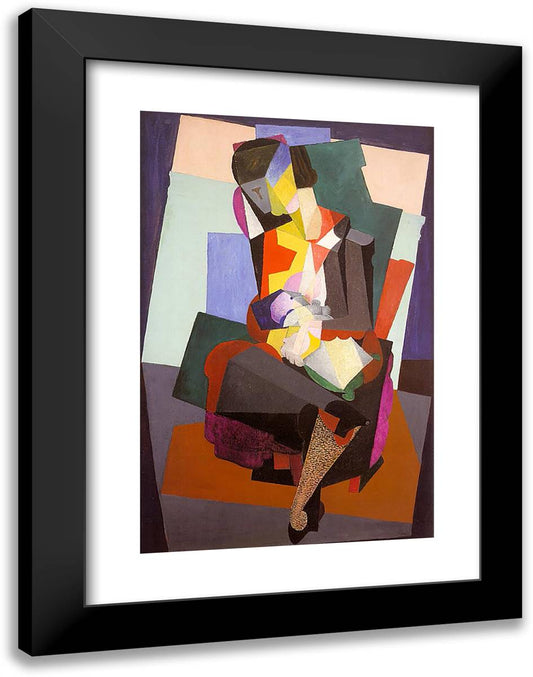 Motherhood Angelina and the Child Diego 18x24 Black Modern Wood Framed Art Print Poster by Rivera, Diego