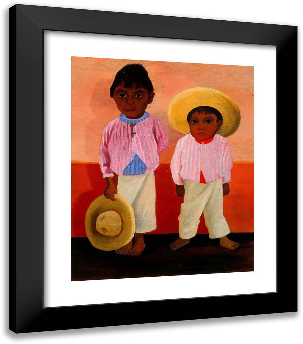 My Godfather's Sons (Portrait of Modesto and Jesus Sanchez) 20x23 Black Modern Wood Framed Art Print Poster by Rivera, Diego