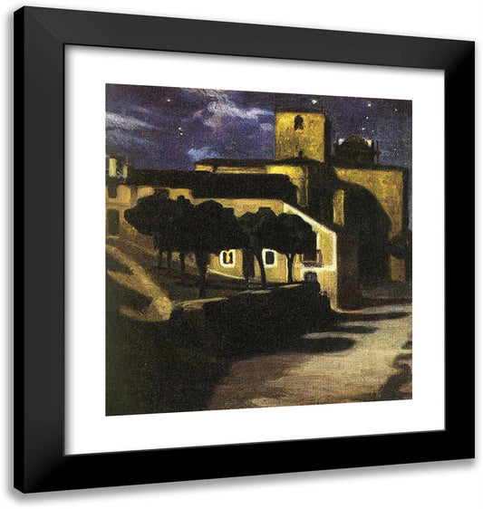 Night Scene in Avila 20x21 Black Modern Wood Framed Art Print Poster by Rivera, Diego