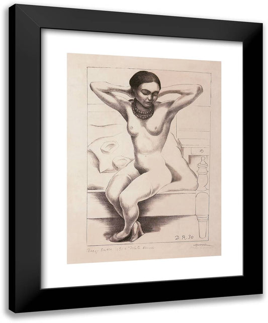 Nude of Frida Kahlo, 1930 19x24 Black Modern Wood Framed Art Print Poster by Rivera, Diego