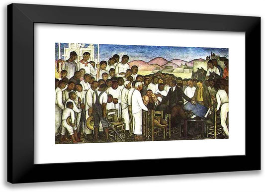 Partition of the Land. 24x17 Black Modern Wood Framed Art Print Poster by Rivera, Diego