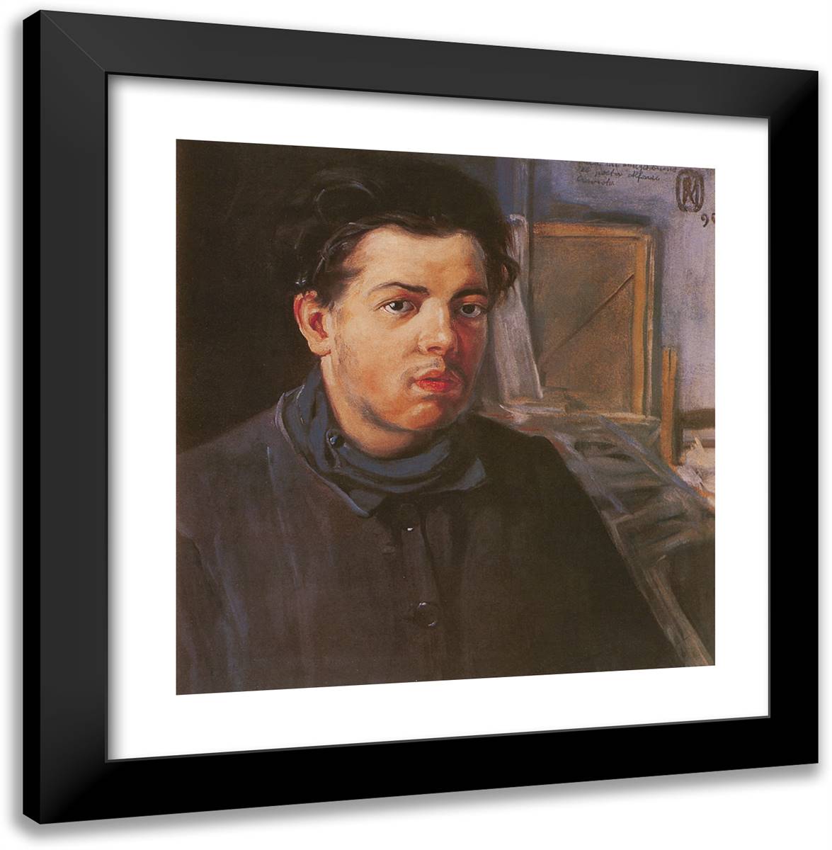 Self Portrait, 1906 20x20 Black Modern Wood Framed Art Print Poster by Rivera, Diego