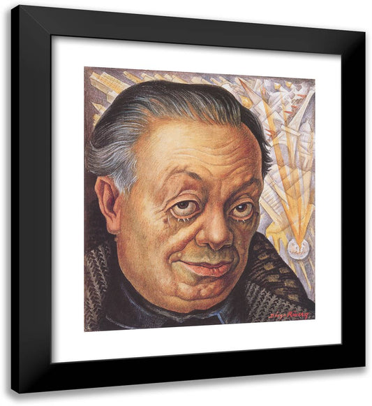 Self Portrait, 1949 20x22 Black Modern Wood Framed Art Print Poster by Rivera, Diego