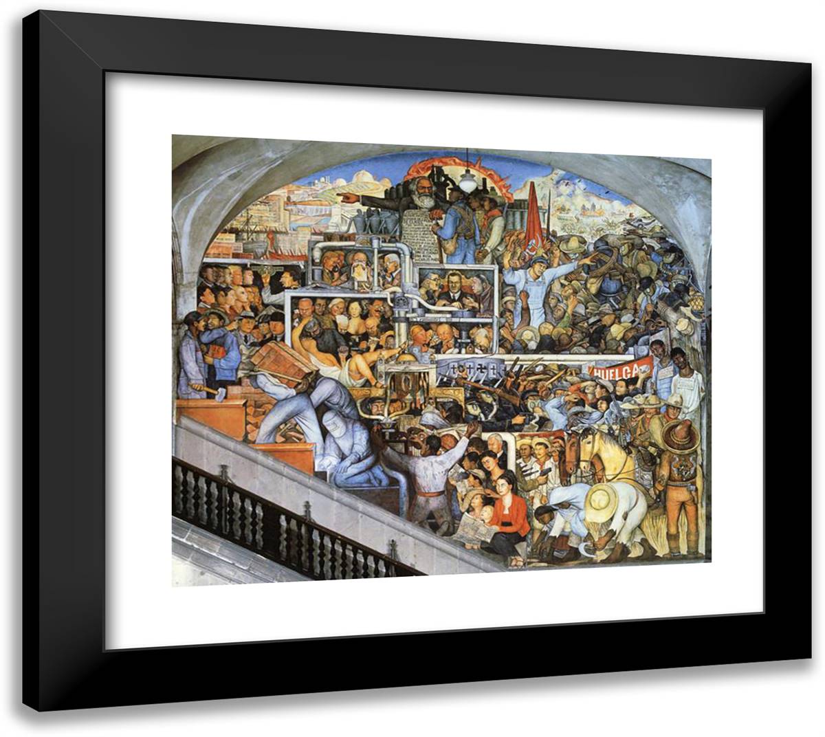 The World of Today and Tomorrow 22x20 Black Modern Wood Framed Art Print Poster by Rivera, Diego