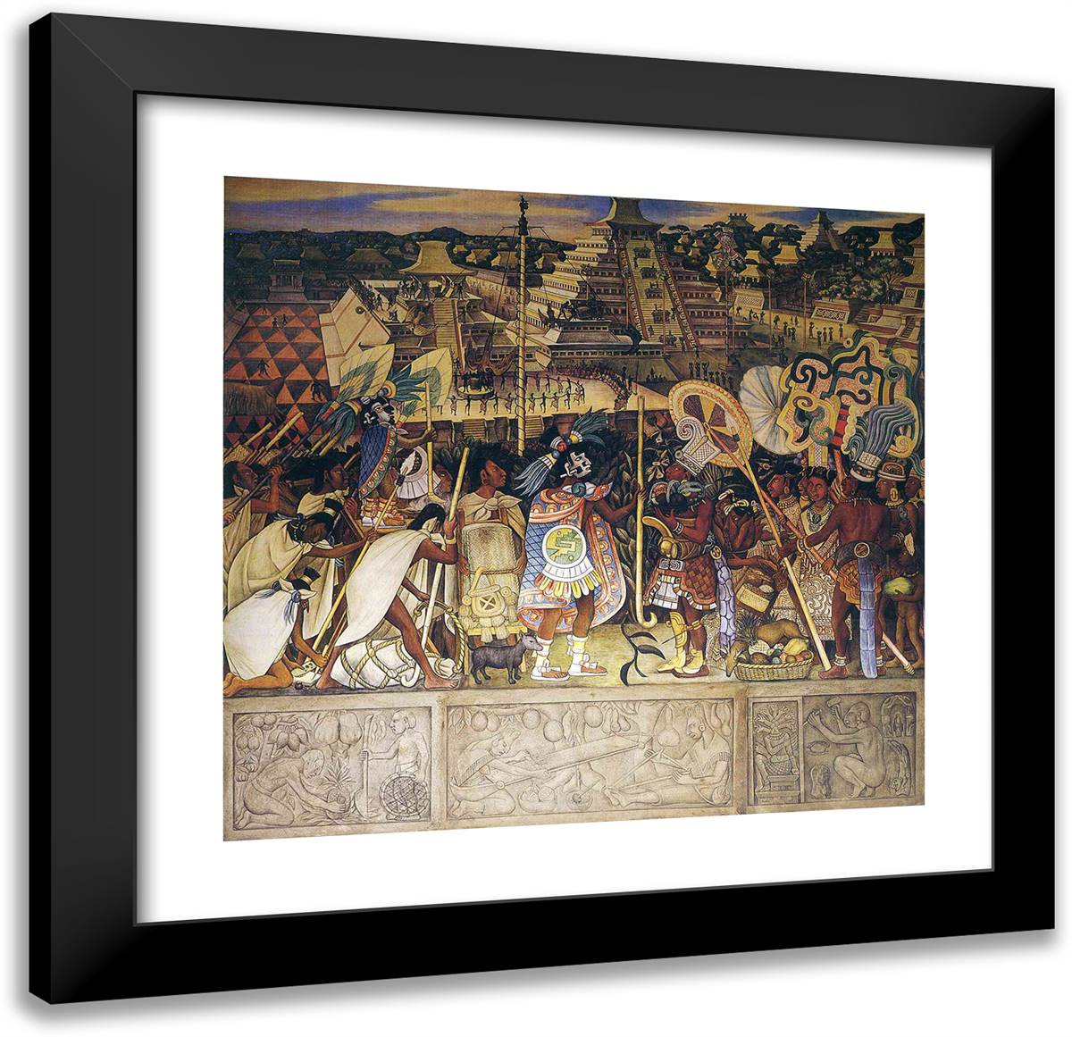 Totonac Civilization 21x20 Black Modern Wood Framed Art Print Poster by Rivera, Diego