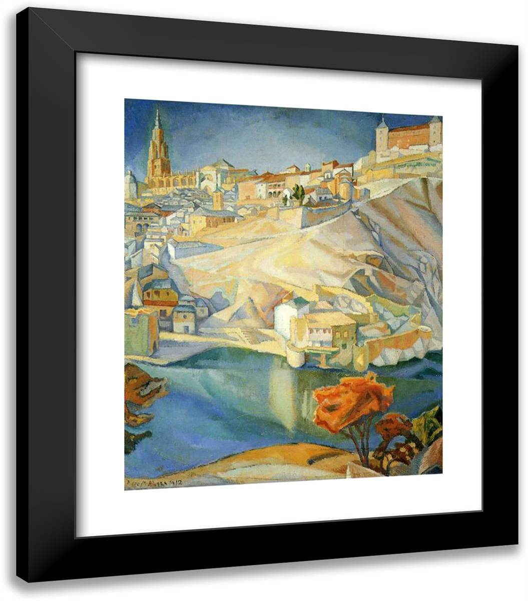 View of Toledo 20x23 Black Modern Wood Framed Art Print Poster by Rivera, Diego