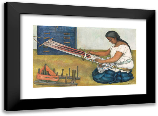 Weaving 24x18 Black Modern Wood Framed Art Print Poster by Rivera, Diego