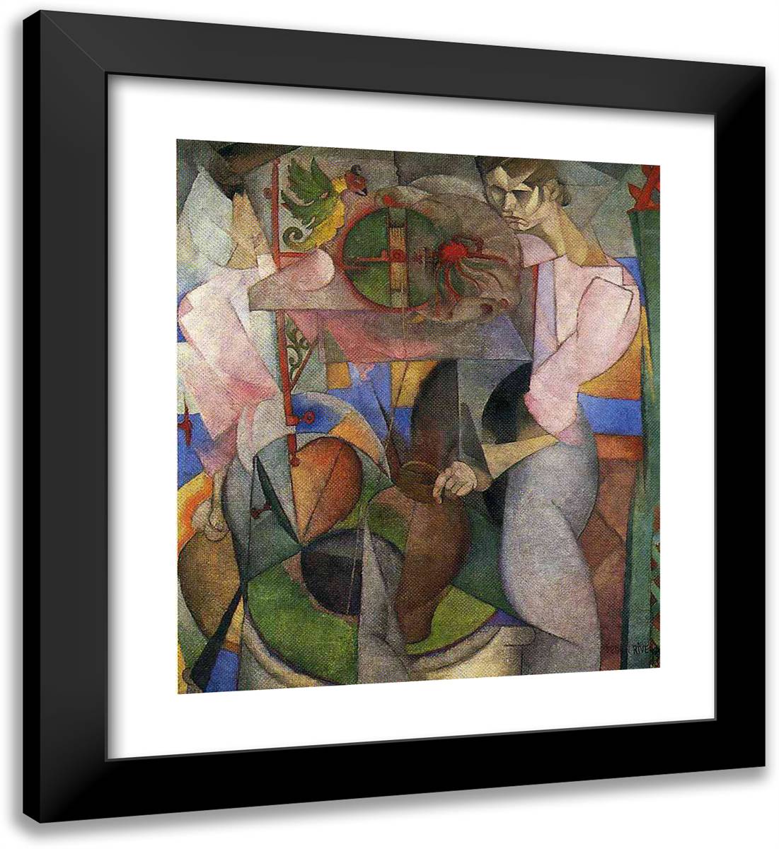 Woman at a Well 20x22 Black Modern Wood Framed Art Print Poster by Rivera, Diego