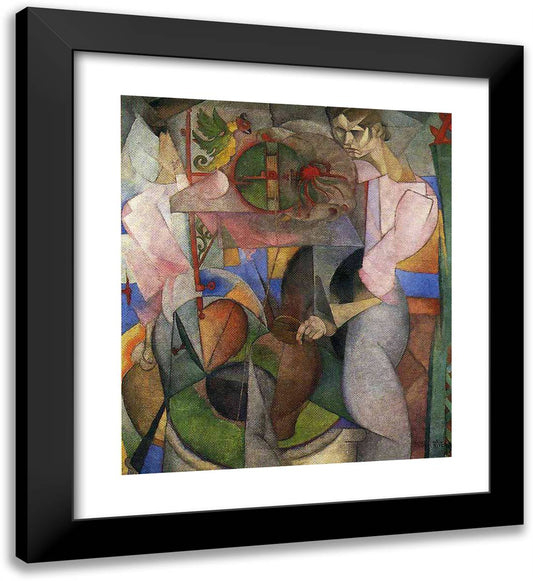 Woman at a Well 20x22 Black Modern Wood Framed Art Print Poster by Rivera, Diego