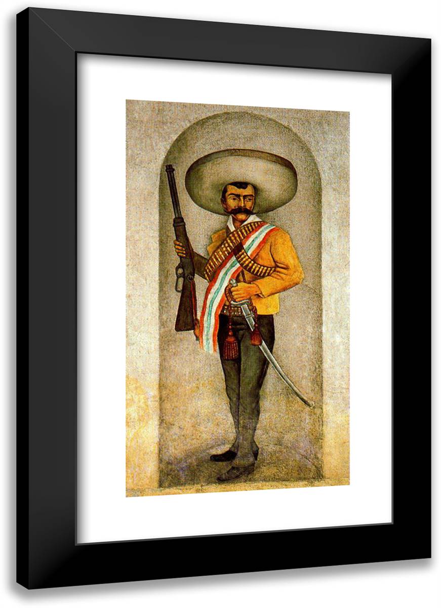 Zapata II 17x24 Black Modern Wood Framed Art Print Poster by Rivera, Diego