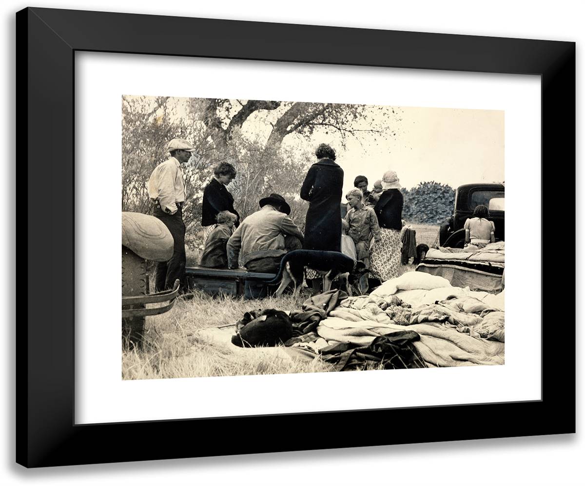 Oklahoma Refugees from the Dust Bowl, Looking for Work on Th 24x20 Black Modern Wood Framed Art Print Poster by Lange, Dorothea