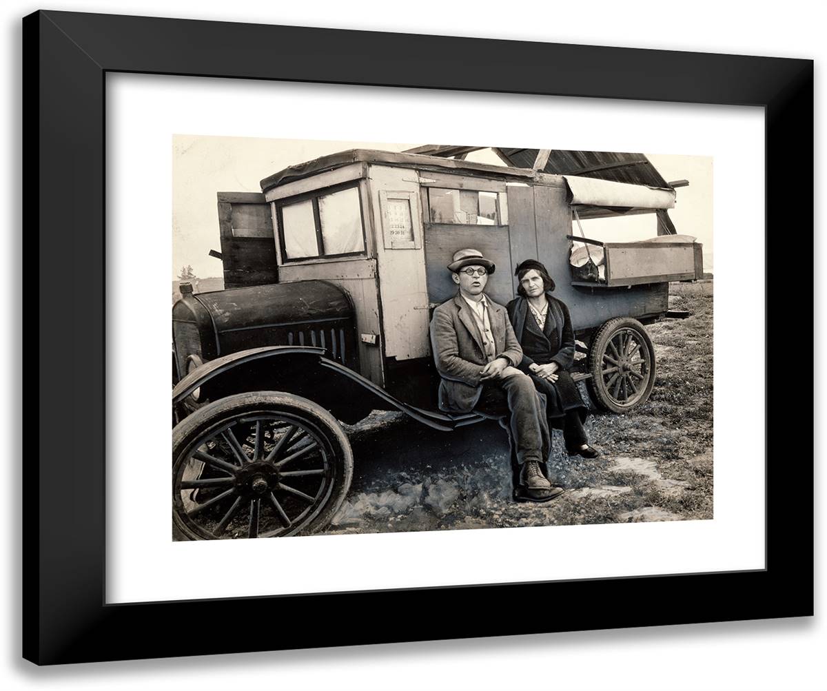 Pea Pickers in California - Members of a Roving Army of Frui 24x20 Black Modern Wood Framed Art Print Poster by Lange, Dorothea