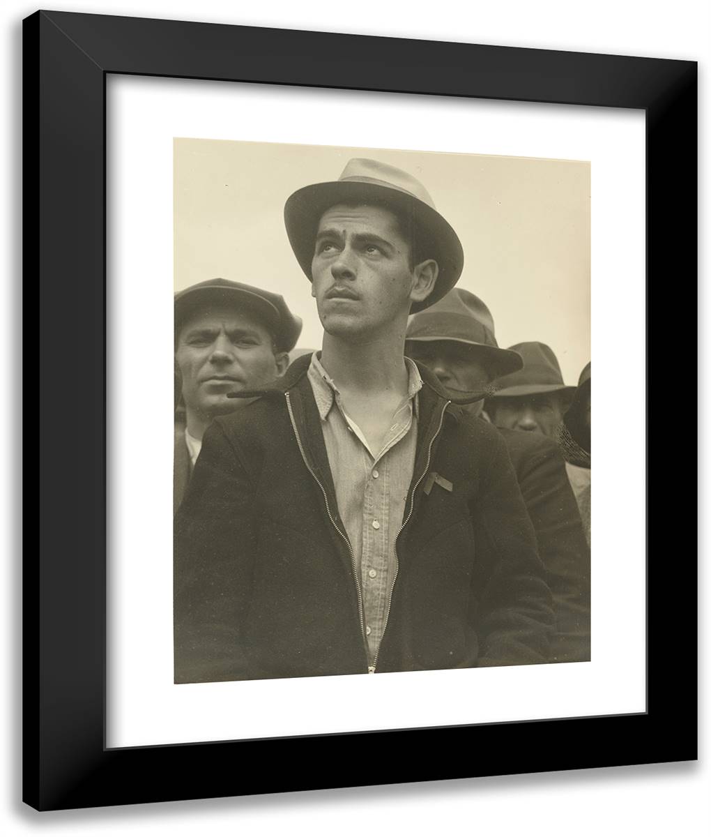Street Meeting, San Francisco - ´Here Democracy Survives´ - 20x24 Black Modern Wood Framed Art Print Poster by Lange, Dorothea