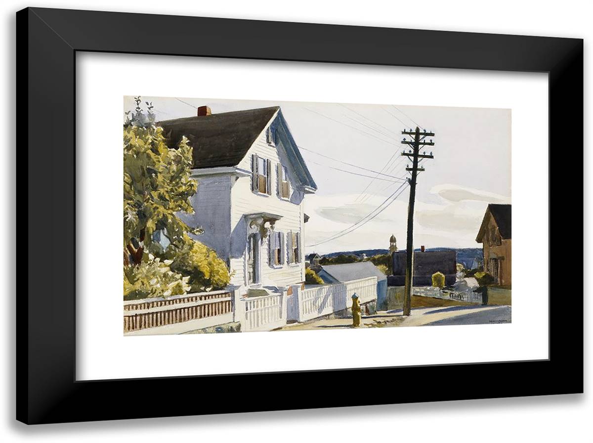 Adam's House 24x18 Black Modern Wood Framed Art Print Poster by Hopper, Edward