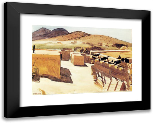 Adobe Houses 24x19 Black Modern Wood Framed Art Print Poster by Hopper, Edward