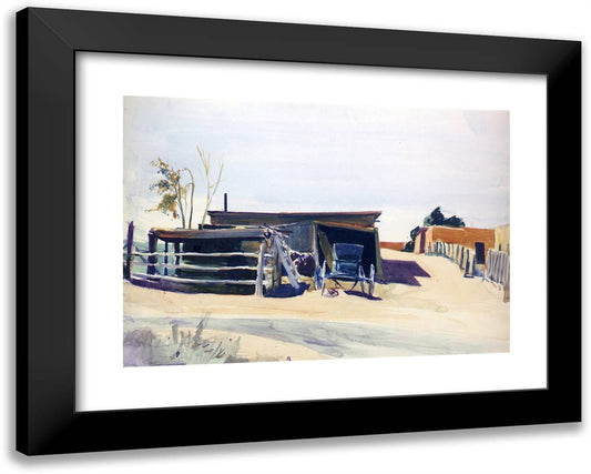 Adobes and Shed, New Mexico 24x19 Black Modern Wood Framed Art Print Poster by Hopper, Edward