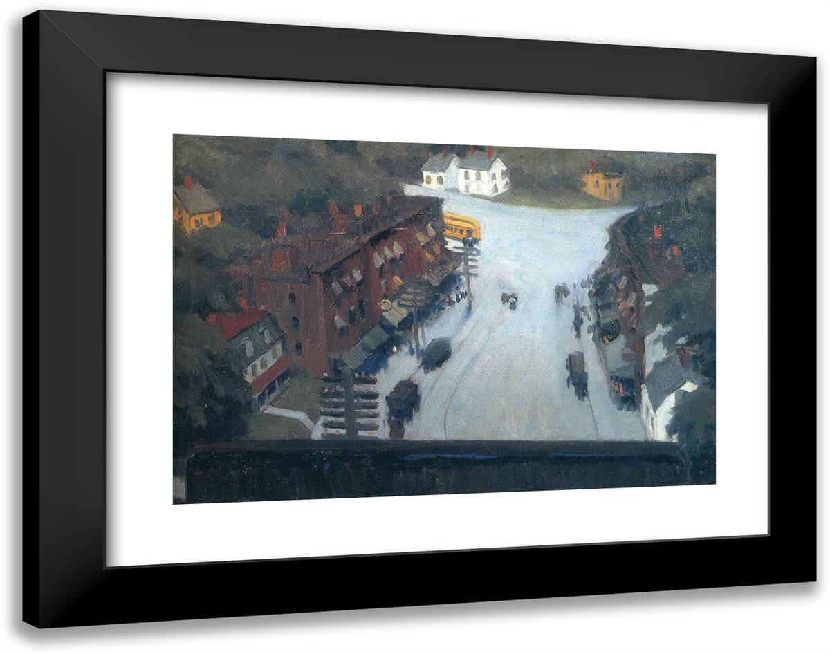 American VIllage 24x19 Black Modern Wood Framed Art Print Poster by Hopper, Edward