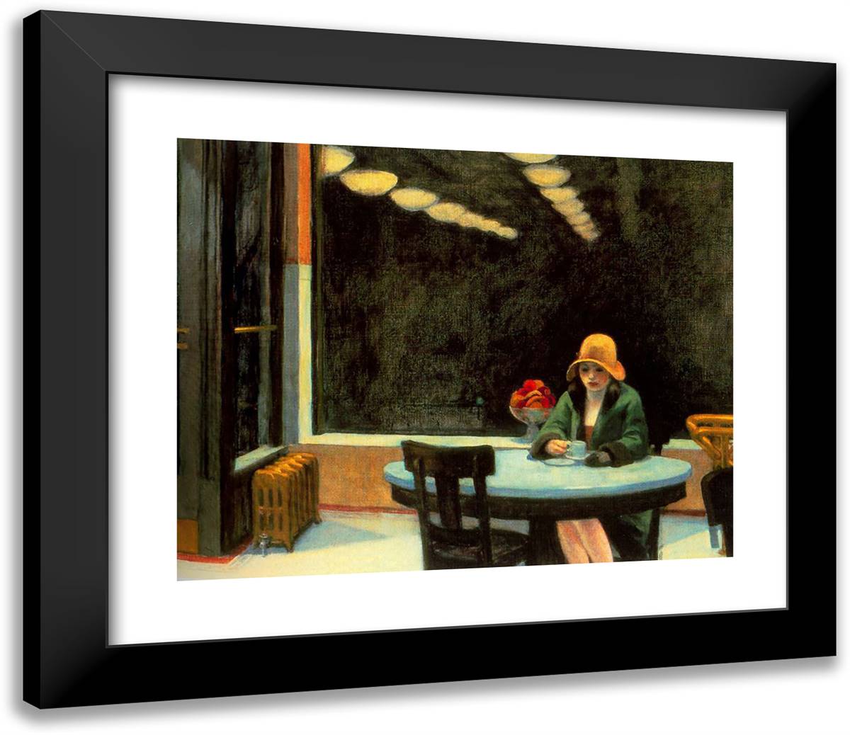 Automat 23x20 Black Modern Wood Framed Art Print Poster by Hopper, Edward