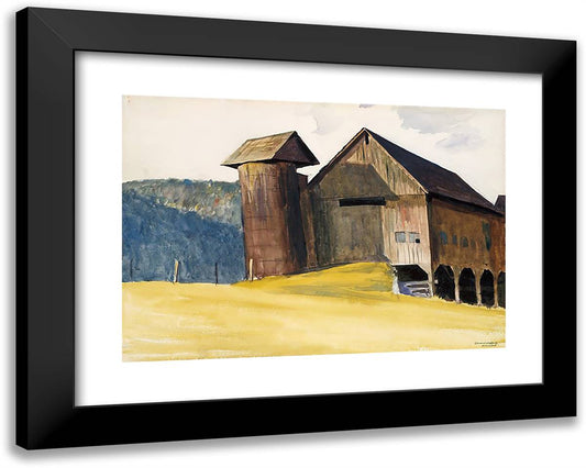 Barn and Silo, Vermont  24x19 Black Modern Wood Framed Art Print Poster by Hopper, Edward