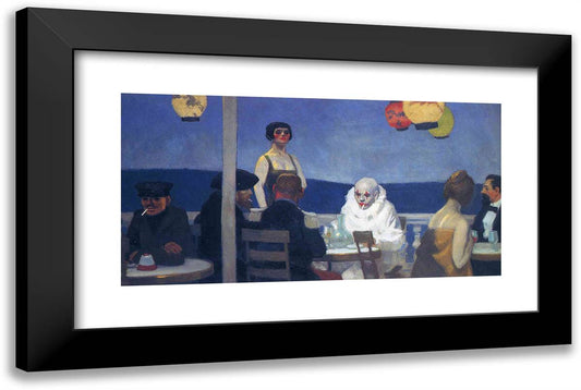 Blue Night 24x16 Black Modern Wood Framed Art Print Poster by Hopper, Edward