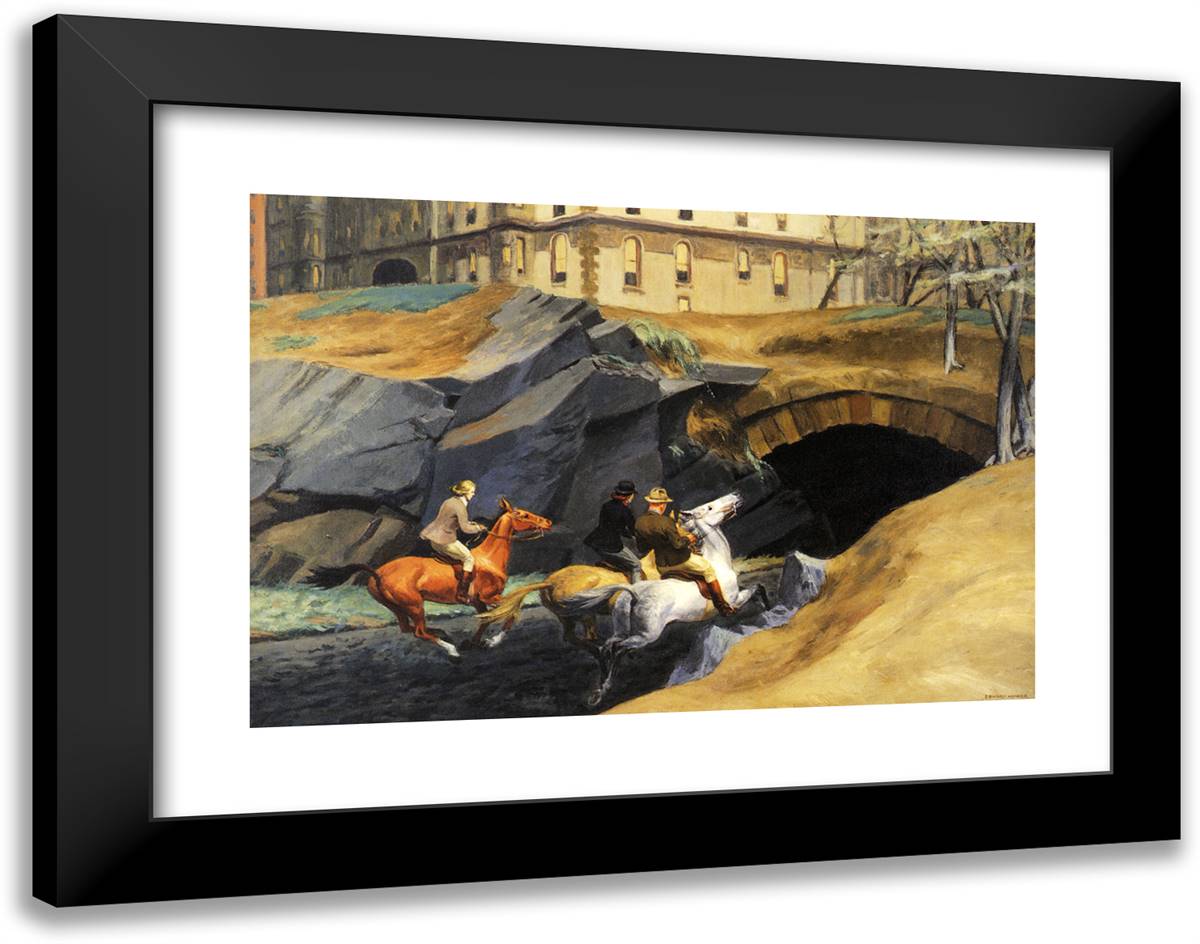 Bridle Path 24x19 Black Modern Wood Framed Art Print Poster by Hopper, Edward