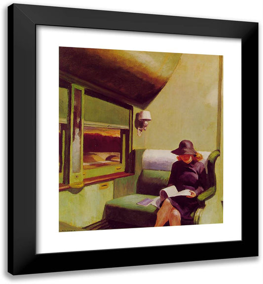 Compartment Car 20x22 Black Modern Wood Framed Art Print Poster by Hopper, Edward