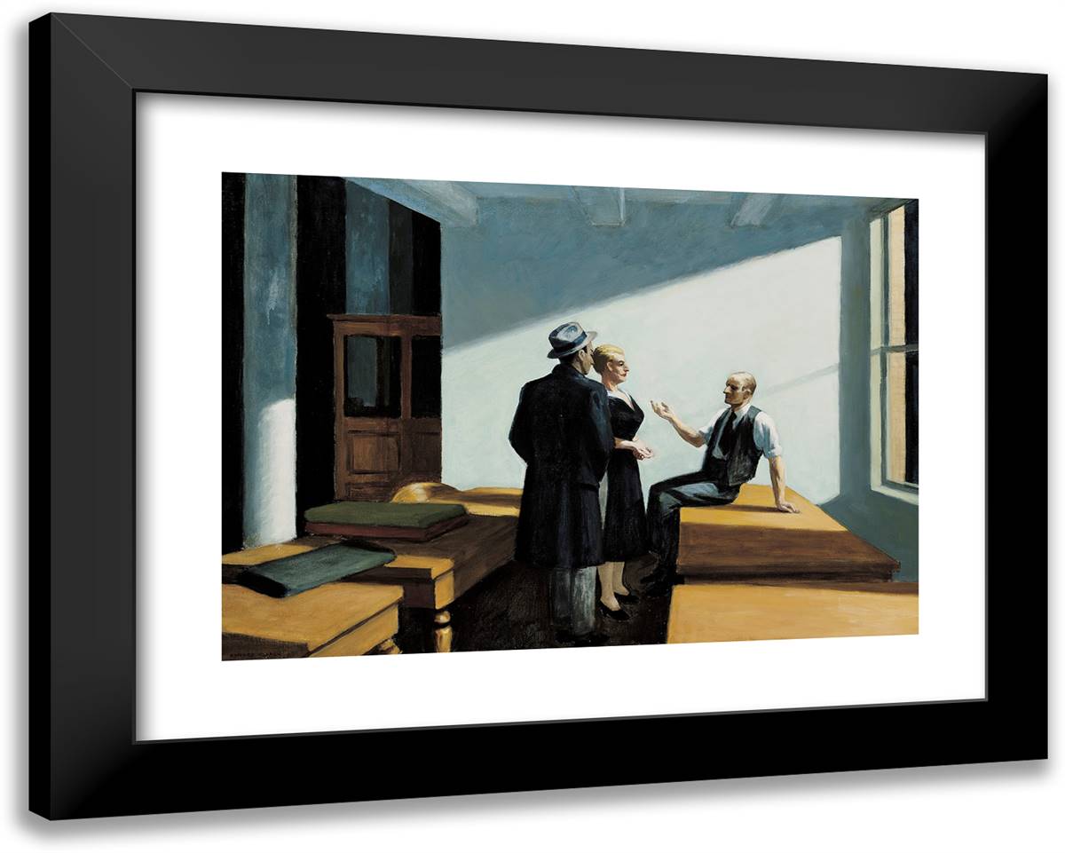 Conference at Night 24x19 Black Modern Wood Framed Art Print Poster by Hopper, Edward