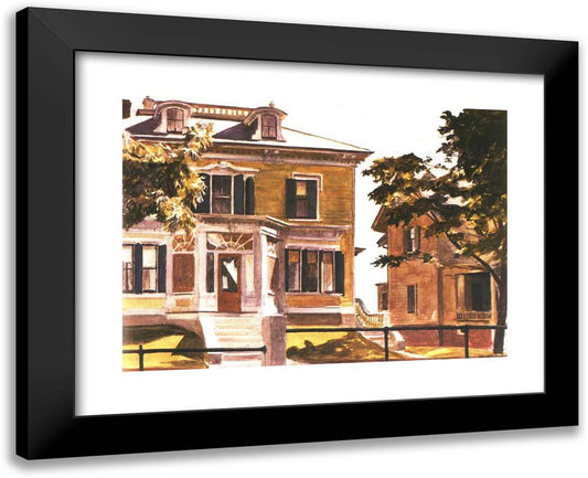 Davis House 24x19 Black Modern Wood Framed Art Print Poster by Hopper, Edward