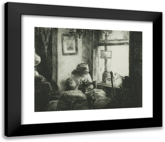 East Side Interior 23x20 Black Modern Wood Framed Art Print Poster by Hopper, Edward