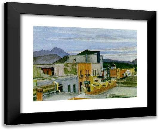 El Palacio 24x20 Black Modern Wood Framed Art Print Poster by Hopper, Edward