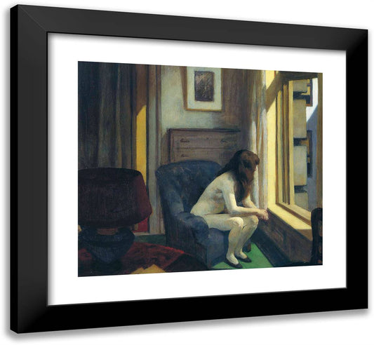 Eleven A.M. 22x20 Black Modern Wood Framed Art Print Poster by Hopper, Edward