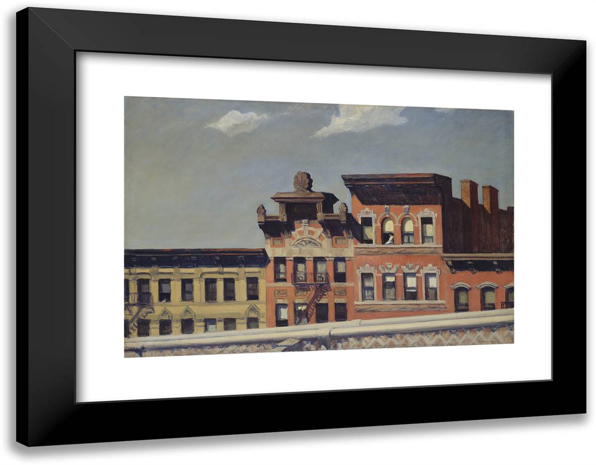 From Williamsburg Bridge 24x19 Black Modern Wood Framed Art Print Poster by Hopper, Edward